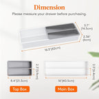 Lifewit Compact Silverware Organizer for Kitchen Drawer, Narrow Flatware Tray Holder, Plastic Cutlery Spoons, Forks and Knives Storage, White&Gray, 1 Pack