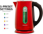 OVENTE Electric Kettle, 1.7L Stainless Steel Water Boiler and Heater with 1100W Power, Temperature Control, Keep Warm Function, Auto Shut-Off, Boil-Dry Protection and Cordless Serving, Red KS58R