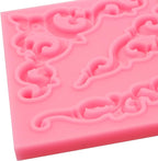 Baroque Corner Silicone Molds, Curlicues Relief Scroll Chocolate Cake Border Molds, Filigree Flower Lace Fondant Baking Molds for Cake Decoration Cupcake Topper Candy Gum Paste Clay Resin
