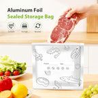 Reusable Aluminum Foil Sealable Storage Bags, 2026 New Resealable Vacuum Zipper Pouches, Stand Up Foil Sealable Bags with Label and Zip Lock for Kitchen (20, Large)