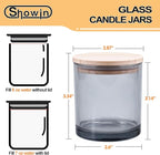 8 OZ Thick Candle Jars for Making Candles 15 Pcs, Gray Empty Jars with Wood Lids for Candle Making, Sample Container,Clear Gray