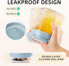 2 Pack Overnight Oats Containers with Lids and Handles, Folding Spoons & Divided Compartments for Fruit & Nuts, 16oz Glass Mason Jars for Oatmeal, Meal Prep & Breakfast (Cream 2pcs)