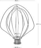 KITCHPOWERR KN256WW 6-Wire Whip Attachment for KitchenAid 6 Quart Bowl-Lift Stand Mixer Accessory Replacement, Egg Cream Stirrer, Cakes Mayonnaise Stainless Steel Whisk