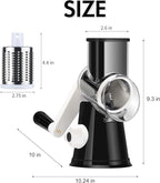 Ourokhome Rotary Cheese Grater Hand Crank, Kitchen Shredder Speed Mandolin Slicer Ice Shaver with Handle and Drum Blades for Cheese, Vegetable, Nuts, Chocolate, Potato, Carrot, 5 Blades, Black