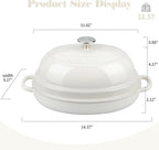 Enameled Oval Cast Iron Dutch Oven Pot with Lid, Bread Dutch Oven for Sourdough Bread Baking, 6QT, White