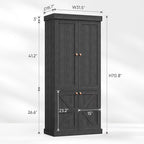 70.8" Tall Bookshelf with Doors, Farmhouse Modular Bookcase with 4-Tier Adjustable Shelves, Large Storage Cabinet for Home Office, Living Room, Black