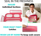 Bento Box with Lunch Bag and Ice Pack Set | Snack Containers Boxes for Kids Girls Adults | 6 Compartments Divided Portion Container Boxes Insulated Bags for School Daycare Lunches, BPA Free, Pink