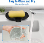 3 Pack Soap Dish, Soap Dishes for Bathroom, Shower, Silicone Soap Bar Holder, Soap Tray for Kitchen, BPA-Free, Dishwasher Safe (Black)