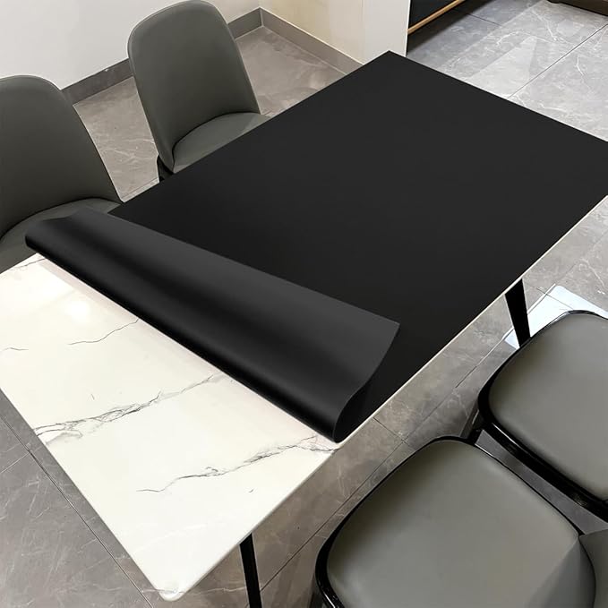 Leather Table Cover,1.8mm Thick,42x78 Inch Table Protector,Table Protector for Dining Room Table,Table Pads for Dining Room Table Rectangular.(Black+Black,42x78)