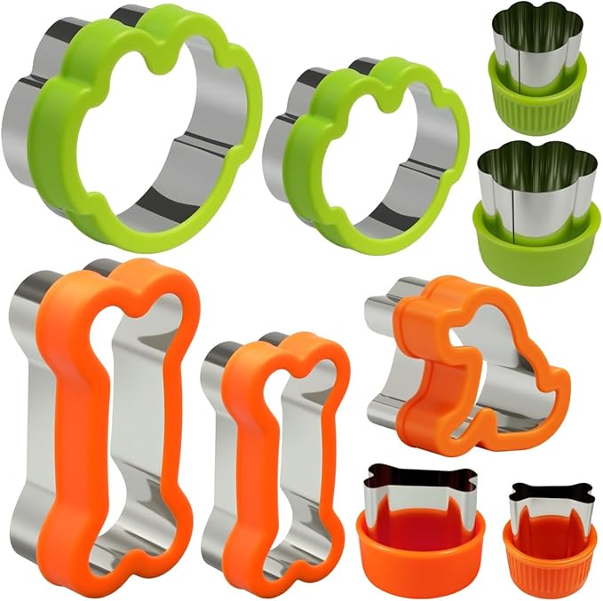 Dog Cookie Cutter Set, 9 Pieces - Bone, Paw Print, Puppy Shape Cookie Mold, Stainless Steel Dog Treats Biscuit Cutters with Plastic Cover, Assorted Sizes