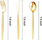 SUT 300 Pcs Gold Plastic Cutlery, Gold Utensils Disposable, Gold Plastic Silverware Set Include 100 Gold Plastic Forks, 100 Gold Plastic Spoons, 100 Gold Plastic Knives Heavy Duty Flatware for Party