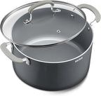6 Quart Nonstick Stock Pot with Lid, BEZIA Ceramic Soup Pot with Lid, Induction Cooking Pots with Silicone Handle, Compatible with All Cooktops, Dishwasher Safe