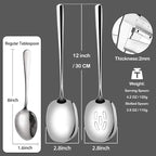 SOLEADER Extra Large Serving Spoons Set,12 Inch Stainless Steel Serving Spoon,Cooking Spoon,Pasta Spoon,Buffet Serving Utensils,Spoons Silverware,Foodgrade 18/8 Stainless Steel,Pack of 6