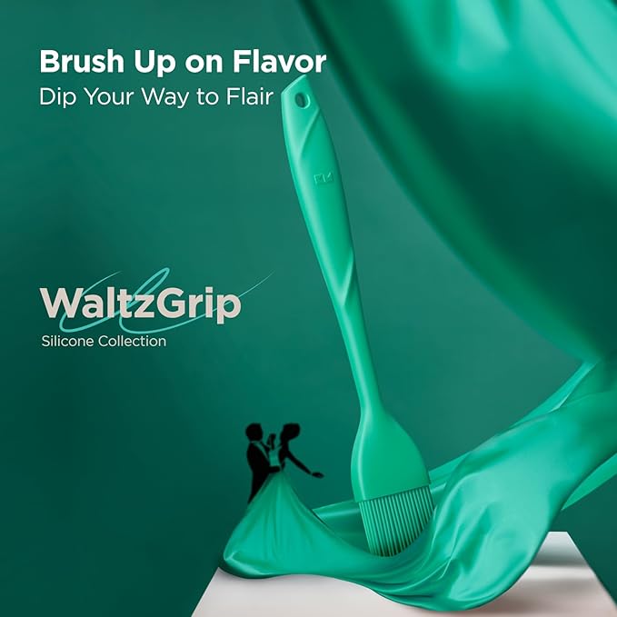Kitchen Mama WaltzGrip Platinum Silicone Basting Pastry Brush: Set of 2 Heat-Resistant Brushes Utensils for Cooking, Baking, Grilling, Barbecue, and Spreading Oil, Butter, Egg - Dishwasher-Safe (Teal)
