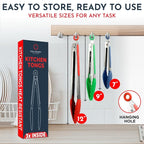 Kitchen Tongs for Cooking with Silicone Tips, Heat Resistant Tongs for Serving Food, 7-Inch, 9-Inch, 12-Inch Locking Silicone Tong, Set of 3 Salad Tong, Mulitcolor Kitchen Utensils