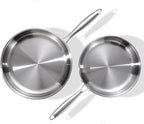 DELARLO Tri-Ply Stainless Steel 10inch and 12inch Frying Pan, Oven safe induction skillet,pots and pans set,Suitable for All Stove (Detachable Handle)