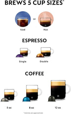 Nespresso Vertuo Pop+ Cold Value Added Bundle with Iced Coffee Tumbler by De'Longhi, Liquorice Black