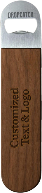 Handheld Bar Blade Bottle Opener | Customizable Flat Beer Cap Bottle Opener | Bartender or Home Tool | Heavy Duty Stainless Steel & Walnut | Custom Engraving Available | 7” x 1.5”