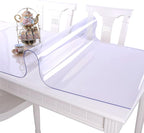 NECAUX Custom Multisize 1.5mm Thick Clear PVC Table Cover Protector - 48 x 80 Inch ECO Plastic Dining Room Table Cover Vinyl Desk & Table Pad for Kids
