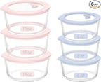 Urban Green Glass Food Container Set with Glass Lid, 6 Pack, Meal Prep Containers with Silicone Framed Airtight Lid, Leakproof, 100% Plastic Free,
