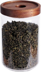 Glass Tea Canister, 25 FL OZ/ 750ml Bulk Food Storage Jar with Airtight Acacia Lid, Glass Food Container for Loose Leaf Tea, Coffee Bean(6 inch high)