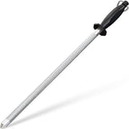 Utopia Kitchen Knife Sharpener Rod 12 Inch, Professional Honing Rod for Knife Sharpening with Hanging Hook, Black