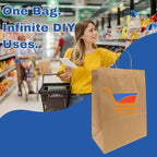 ASSUREPAK DIY Grocery Paper Bags - 100 Bags - 12"x9"x16" - 74LB (110 GSM strong) Twisted Handle - Kraft/Natural - Recyclable Food & Supermarket Bags for Decorating & Branding
