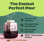 Copper Cow Coffee Premium Pour Over Single-Serve Vietnamese Coffee Pouches (8 pack) | Decaf | Dark Roast | Convenient Vietnamese Ground Coffee Packets, Travel Friendly