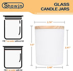 Thick Candle Jars for Making Candles 12 Pcs, 14 OZ Empty Jars with Wood Lids for Candle Making, Sample Container, Light White