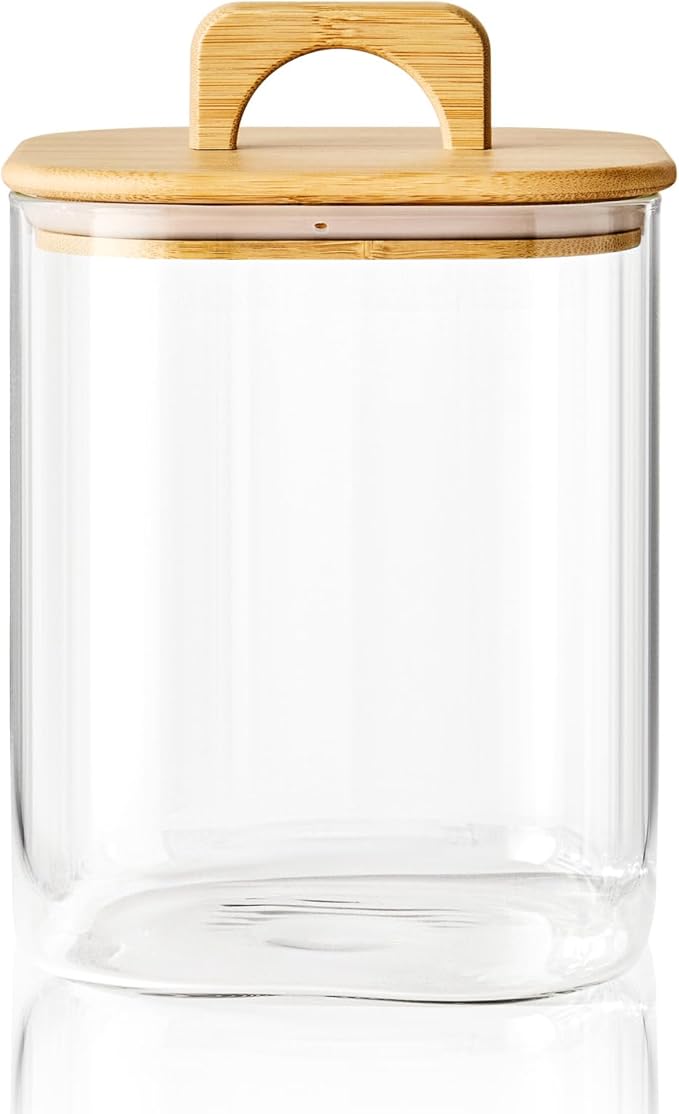 Sweejar 3 qt Glass Jars for Laundry Room Organization, 96 oz Laundry Pods Container, Glass Food Storage Jars with Airtight Lid, 1 Pack, Hand Lid