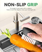 SXhyf Vegetable Brush Scrubber for Food [Black Stiff Bristles Brush + White Soft Bristles Brush] Potato Scrubber, Dishwasher Safe Veggie & Fruit Cleaning Brush for Mushrooms, Carrots, Lemons, Eggs