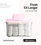 VAKUEN Premium Airtight Food Storage Containers ROSE 8P/SET, 6pcs Container, 1pcs Water Pitcher and Vacuum Sealer. Patented Double Silicone Lining, 100% Leak Proof, BPA-FREE