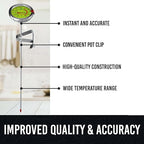 Candy Thermometer with Pot Clip - Deep Fry Oil Thermometer for Frying and Candle Making - Lemon