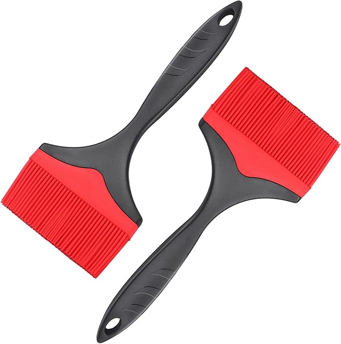 Large Silicone Basting Pastry Brush - Silicone Basting Brush for Grilling,Heat Resistant Brushes Spread Oil Butter Sauce for Cooking Baking BBQ,3.95inch Extra Wide Grill Basting Brush（Red 2）
