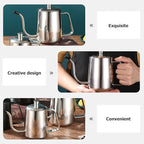 Toyvian Gooseneck Kettle 600ML Metal Coffee Kettle, Coffee Thin Spout, Gooseneck Pitcher, Narrow Spout Pot, Dripper Stainless Steel Water Bottle