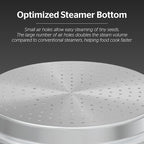 SUNHOUSE 5 Quart Stainless Steel Steamer Insert – Multi-Purpose Soup & Food Steamer with Stay-Cool Handles & Heavy-Duty Glass Lid – Fits Various Pot Sizes (8", 8.5", 9.5")
