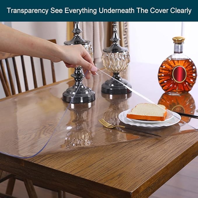 Wadrac Multisize 1.5mm Thicken Clear PVC Table Cover Protector Table Pads Glass for Dining Room Table Rectangular Vinyl Non-Slip Waterproof Desk Pad for Coffee Table Writing Desk Chair Mat 36x52 inch