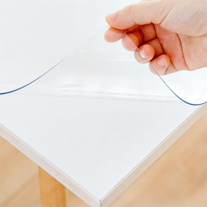36 x 63 Inch Clear Table Cover Protector, Clear Table Protector for Dining Room Table, 1.5mm Plastic Table Cover, Waterproof Table Pad for Kitchen, Office