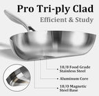 LOLYKITCH 12 Inch Tri-Ply Stainless Steel Frying Pan – Professional Skillet Fast & Even Heating, Induction & Oven Safe up to 500°F, Durable Cookware for Modern Home Kitchens, Detachable Handle