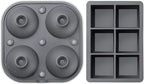Samuelworld Large Silicone Premium Ice Trays, 2-Pack Combo, 2 Inches Big Cubes & 2.5 Inches Sphere Ice Molds - BPA Free, Craft Ice Maker for Gifting, Whiskey, Cocktails, Easy Release - Gray