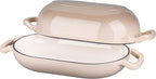 Enameled Cast Iron Sourdough Bread Oven, Dutch Oven, Loaf Cast Iron Bread Pan for Homemade Bread Baking, Meatloaf Pan with Lid, 5QT, Latte