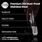 No Peeling Required Garlic Press Stainless Steel with Two Detachable Handles for Coarse&Fine Mincing-Premium Garlic Mincer Tool, Easy to Clean, Dishwasher Safe Garlic Crusher with Lifetime Replacement