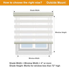 Persilux Cordless Zebra Blinds for Windows Free-Stop Roller Windows Shades (31" W X 72" H, Cream) Dual Layer Light Control for Day and Night, Light Filtering Sheer Shades for Home, Easy to Install