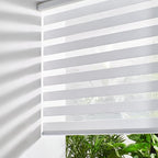 Persilux Zebra Blinds for Windows, Cordless Roller Shades Window Treatments (17" W x 72" H, White) Light Filtering Dual Layer Roller Window Shades Sheer Shades for Home and Office