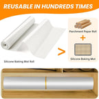 Silicone Baking Mat Roll -Non-Stick Dough Rolling Mat, Food Grade Pastry Baking Mat, Non-slip Silicone Kitchen Counter Mat, Reusable Air Fryer Mat, Washable Oil-Proof Refrigerator Liners