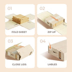 8Pack Sheet Organizers for Linen Closet - King/Queen Size Bedding Storage Boxes with Clear Window | Foldable, Dustproof Linen Organizer for Blankets & Sheet Sets,Beige