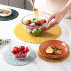 Heat-Resistant Silicone Trivet Mats, Non-Slip Hot Plate Holder for Kitchen Countertops & Dining Table, Reusable Pot Holder Pad with Secure Grip, Dishwasher Safe (Sea Sky Blue, Diameter: 18cm/7.09")