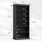70.8" Tall Black Bookshelf, Farmhouse Modular Bookcase with 6-Tier Adjustable Shelves, Large Storage Cabinet for Home Office, Living Room, Set of 2