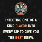 Bones Coffee Company Cinnamon Roll Flavored Coffee, Medium Roast Low Acid Arabica Beans Compatible with Auto drip and French Press Coffee Maker, 12 Oz Ground