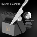 imarku® Knife Set,14-Piece Knife Sets for kitchen with block,Premium One-Piece Kitchen Knife Set with Sharpener,High Carbon Stainless Steel Knives Set for Kitchen,Dishwasher Safe,Black
